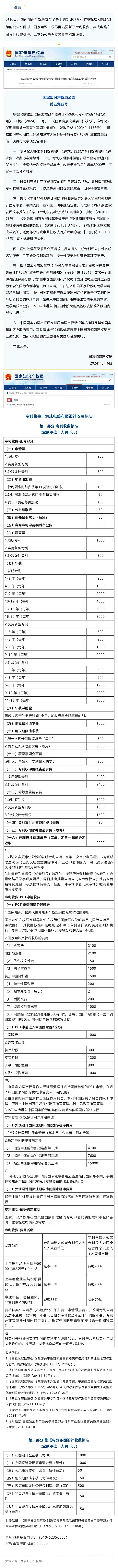 最新公布！专利收费、集成电路布图设计收费标准_壹伴长图1