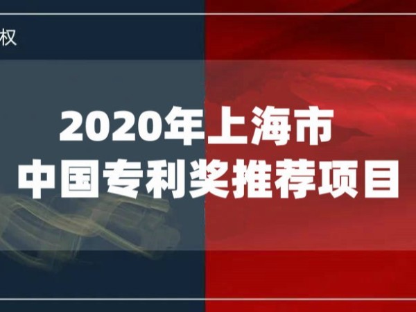 快看！2020年上海市推荐了哪些中国专利奖项目